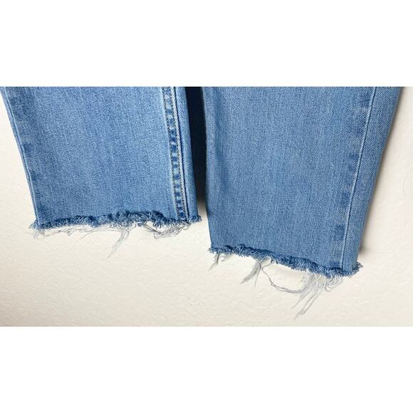 Everlane Women's Mid Rise Straight Ankle Jeans Raw Hem Stretch 26 Denim Baggy - Picture 4 of 6